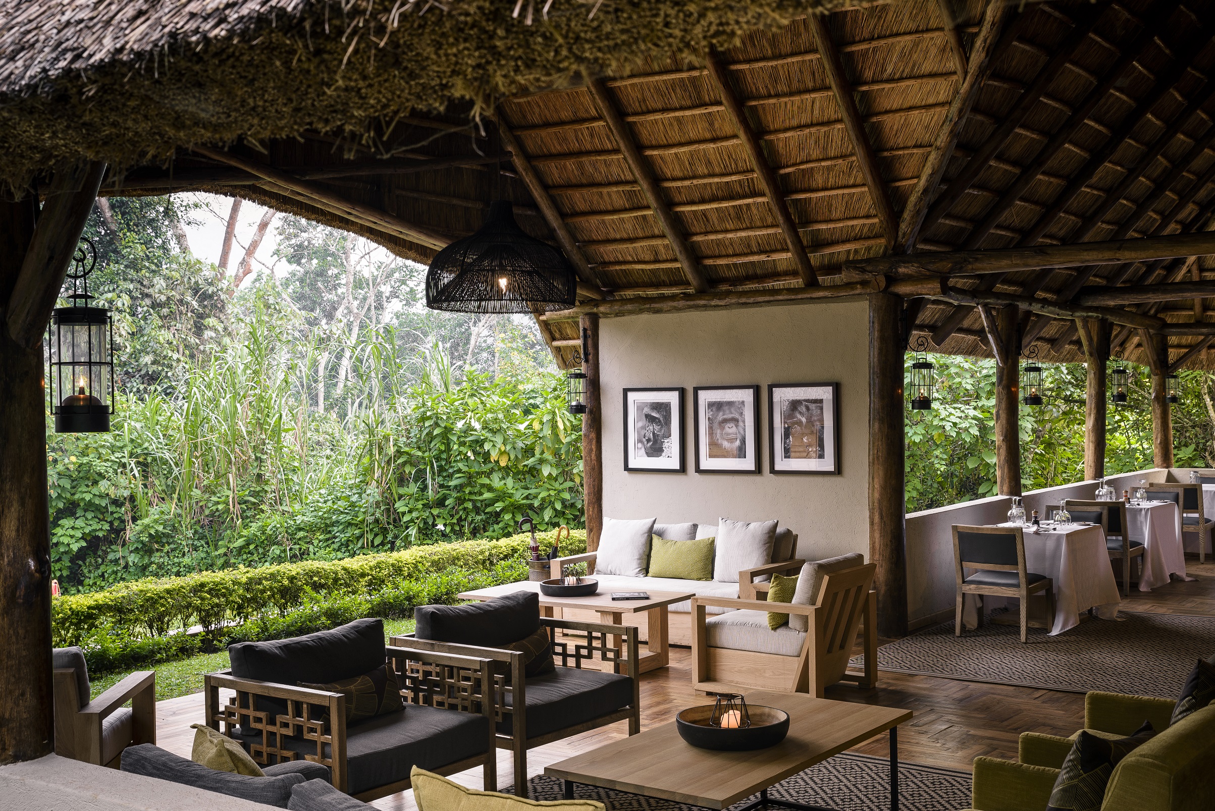 Uganda, Sanctuary Gorilla Forest Camp Outdoor lounge area at Sanctuary Gorilla Forest Camp in Uganda